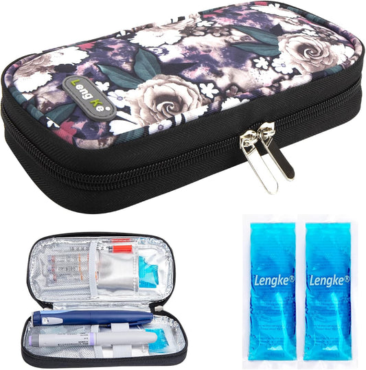 YOUSHARES Insulin Cooler Travel Case - Portable Refrigerated Medicine Case for Insulin Pen, Medication and Diabetic Supplies with 2 TSA Approved Ice Pack
