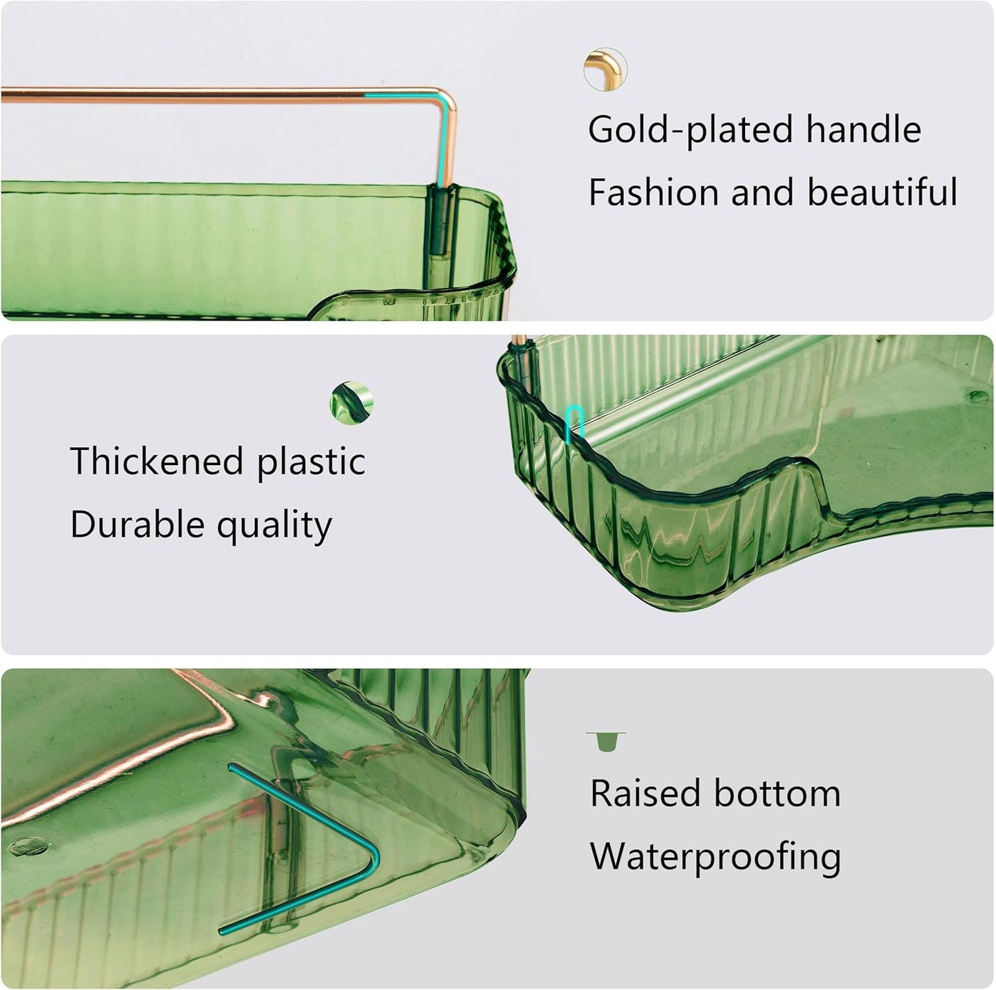 YCIA&DONE Corner Bathroom Counter Organizer, Makeup Organizer for Vanity, Skincare Cosmetic Perfume Tray, Corner Countertop Shelf Rack Storage for Bathroom Kitchen 3 Tiers (Vintage Green)