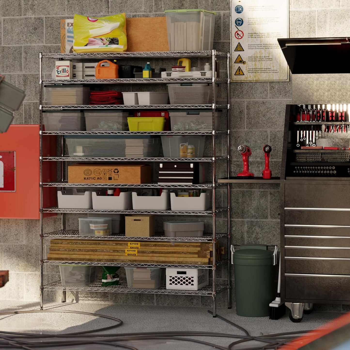 21" Deep x 60" Wide x 86" Height Wire Shelving Kit | 10-Tier | NSF Commercial Storage Rack Unit