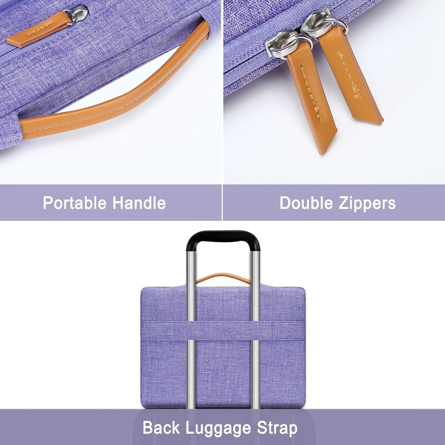 MOSISO 360 Protective Laptop Case 13.3 inch, 13-13.3 inch Laptop Sleeve Compatible with MacBook Air/Pro 13 / Pro 14,HP Dell Acer ASUS,Side Open Carrying Case with 4 Zipper Pockets&Handle, Purple