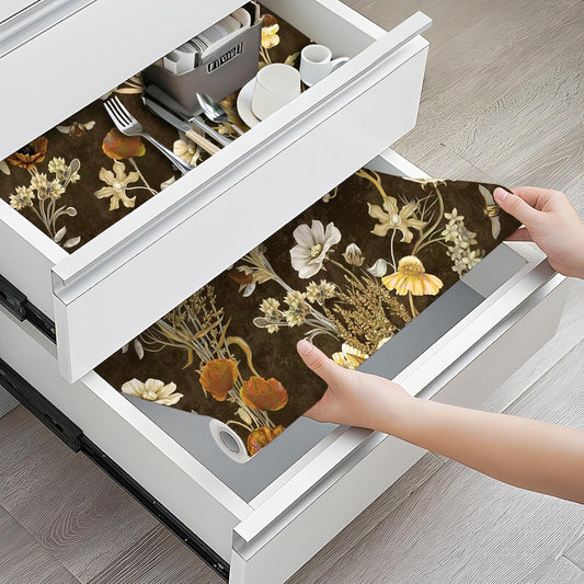 Floralplus Shelf and Drawer Liner, Self Adhesive Waterproof Floral Liner, Contact Paper for Kitchen Cabinet, Bathroom Countertop Cupboard Liners 17.7 x 78.7 in