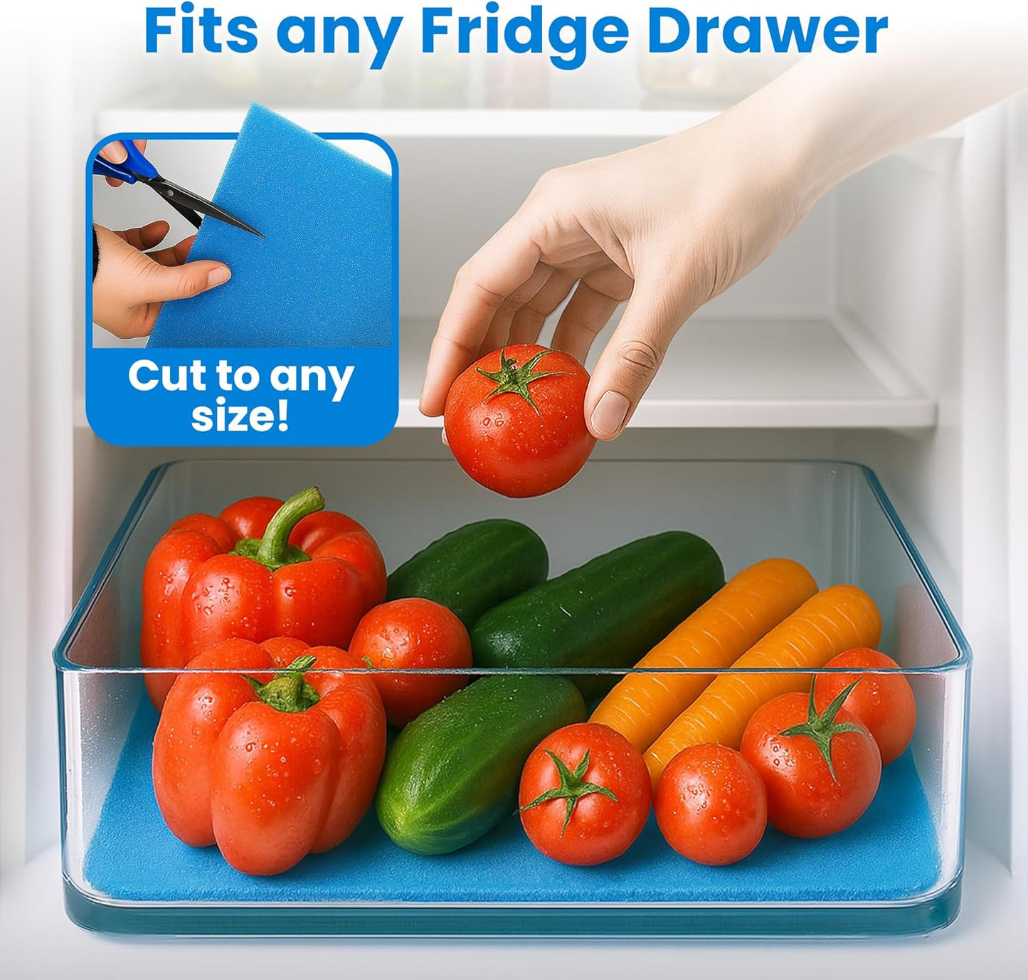 2X The Life of Your Produce - Refrigerator Bin Liners by MESS - Anti Bruise Airflow Mat - Crisper Liners - Washable, Reusable, Cut to Any Size - 3 Mats 15x12 BPA Free