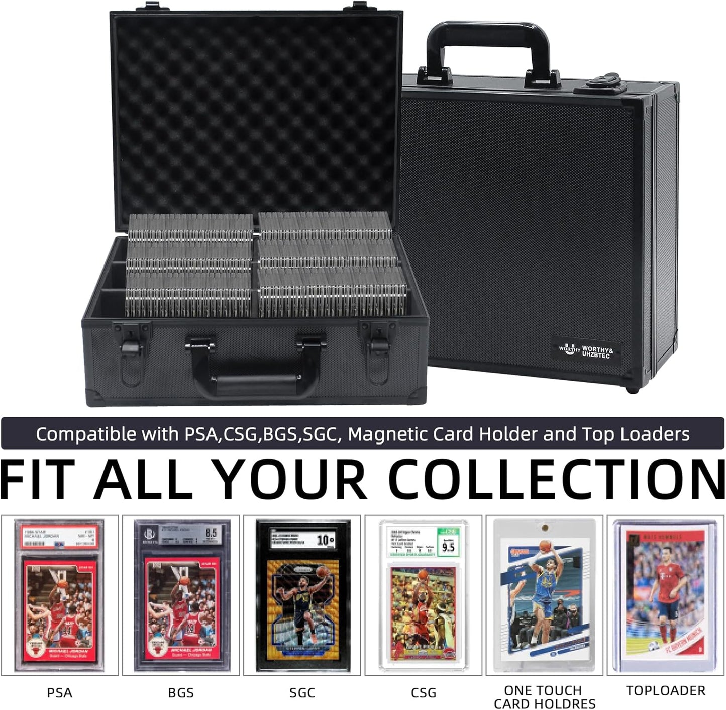 Graded Card Storage Box; Durable Sports, PSA Card Storage Case- Trading Card Storage Box - PSA Slab Case For Top Loaders (BLACK, 16.5x13.3x6.9 inches)