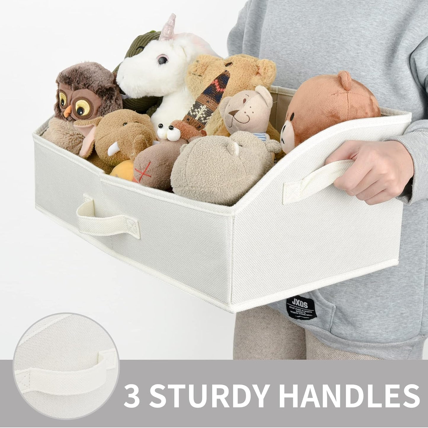 GRANNY SAYS Shelf Storage Baskets, Clothes Storage Bin, Organizer and Storage Bins, Trapezoid Storage Boxes, Clothing Bins for Changing Table Closet Shelves, Pearl White, Jumbo, 3-Pack