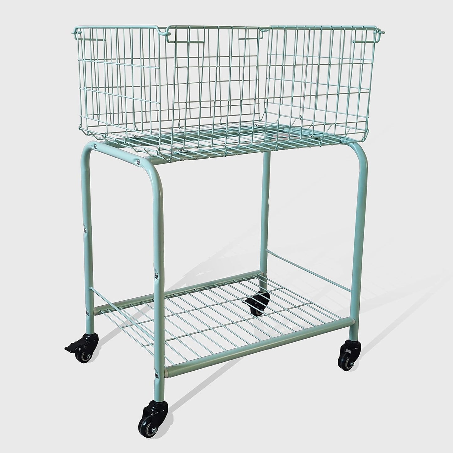 29" Rolling Laundry Cart，Large Capacity Foldable Hamper Basket,MINT Color | Bedroom, Closet Organizer Storage for Home, Dorm(MINT)