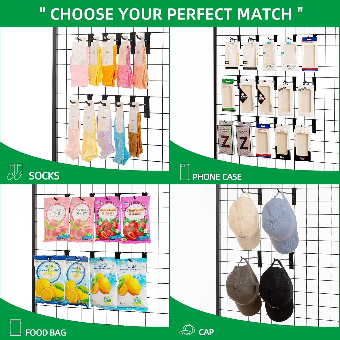 Gridwall Hooks 6 Inch, 100 Pack Grid Wall Hooks, Grid Panel Hooks and Hangers for Retail, Craft Shows, Home Setup, and Customized Display