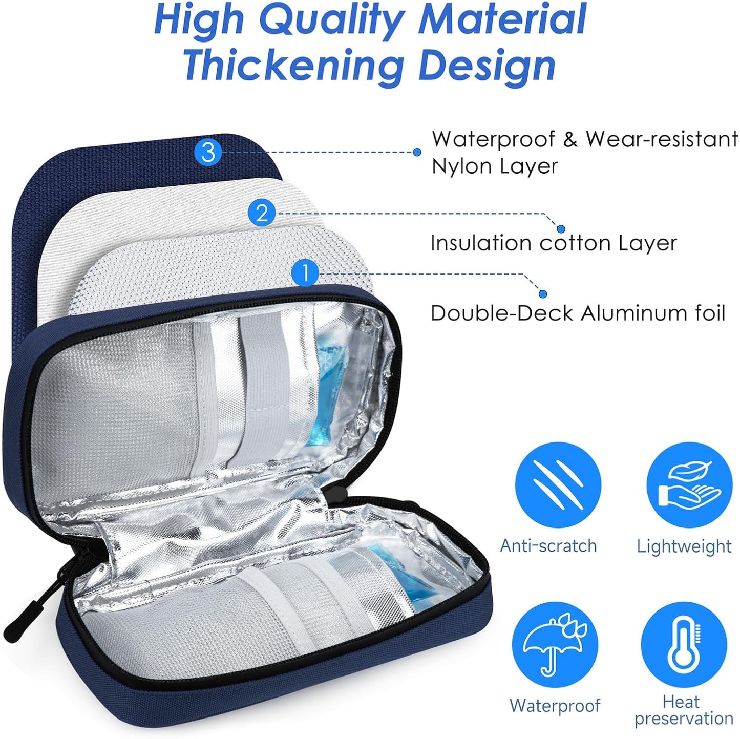 YOUSHARES Insulin Cooler Case - Travel Medicine Cooler Bag for Diabetes Supplies, Insulin Pen Case with 2 TSA Approved Gel Ice Packs (Black)