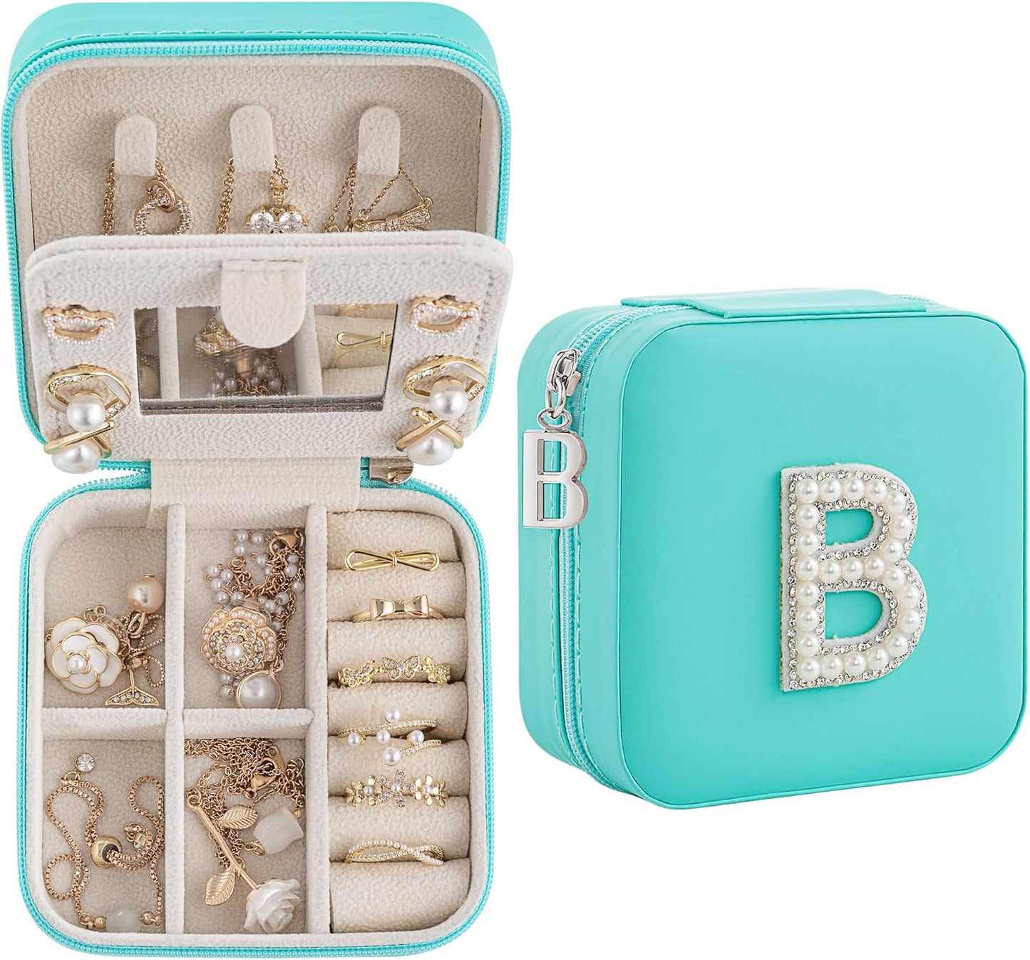 Birthday Gifts For Women, Initial Jewelry Box, Travel Jewelry Case, Gifts for Wife Girlfriend, Small Travel Jewelry Organizer, Gift for Girls, Graduation Gifts for Her, Bridesmaid Gifts