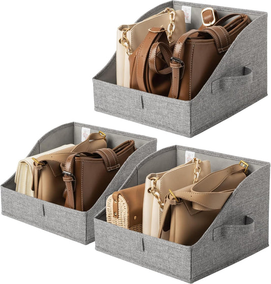 GRANNY SAYS Closet Storage Bins, Clothes Organizer and Storage Bins, Trapezoid Storage Boxes with Handles, Storage Baskets for Shelves, Dark Gray, Medium, 3-Pack