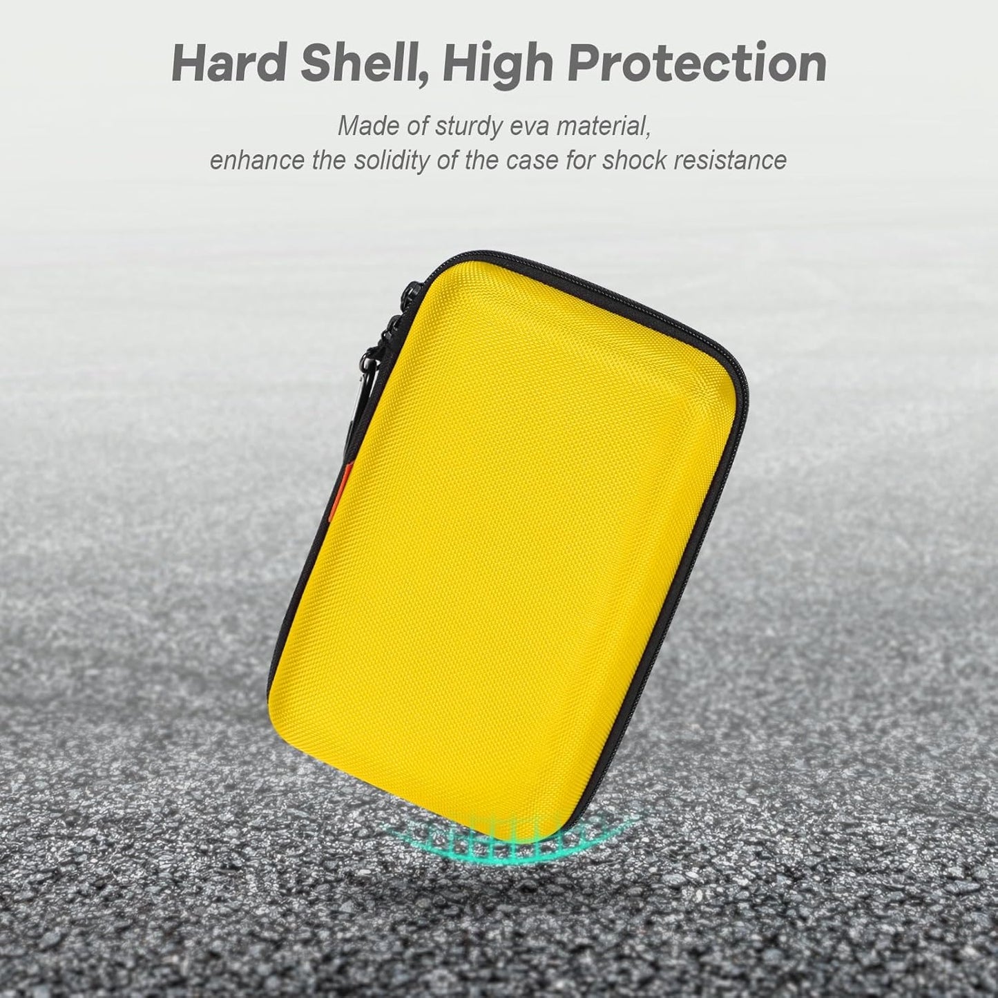Bright Yellow Hard Shell Electronic Organizer Carrying Case - Shockproof Large Storage Case for Hard Drive, Phone, Power Bank, Charger, Earbuds - Zipper Pouch Gadget Bag for Business, Travel