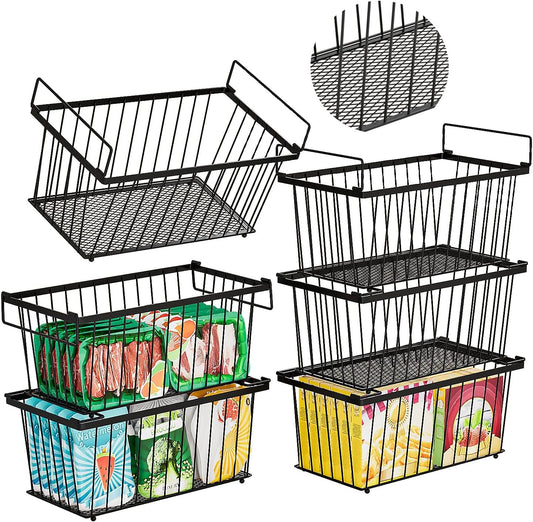 Enhanced Leak-Proof Bottom - Freezer Organizer Bins ，6 Pack Stackable Deep Freezer Organizer Bins for 7 Cu.FT Small Chest Freezer，Easy Get Bottom Foods without Digging