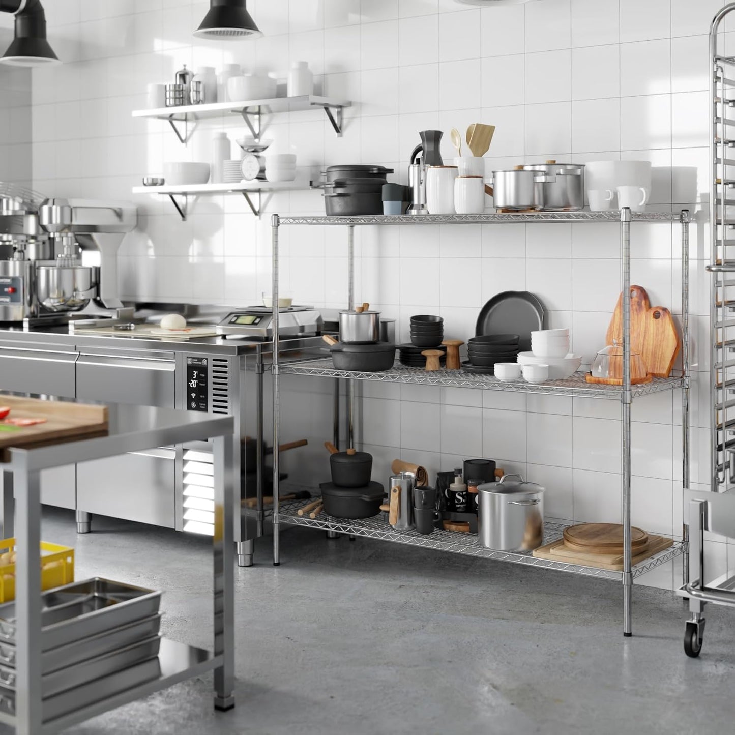 21" Deep x 60" Wide x 54" Height Wire Shelving Kit | 3-Tier | NSF Commercial Storage Rack Unit