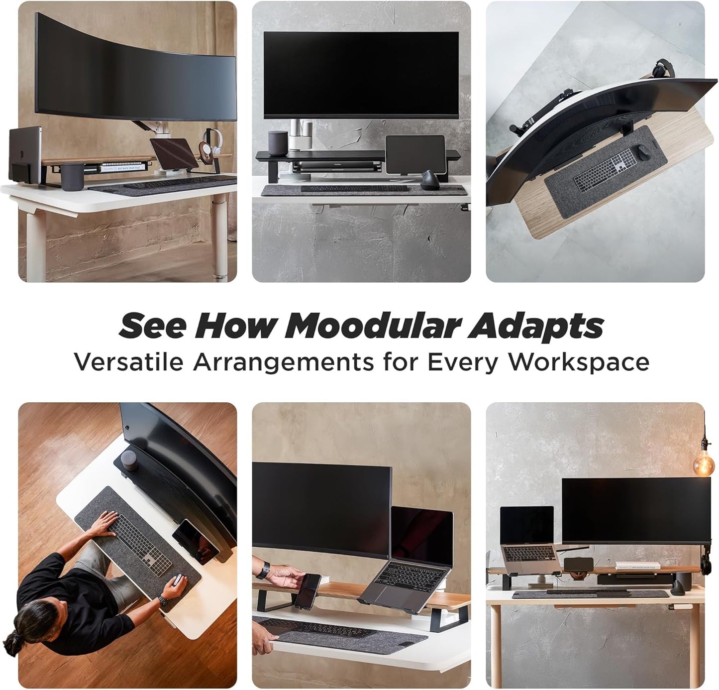Moodular Add-ons Headphone Stand [Accessory Only - Requires Moodular Wooden Monitor Stand Slide Rails for Use] Black MSA-HS