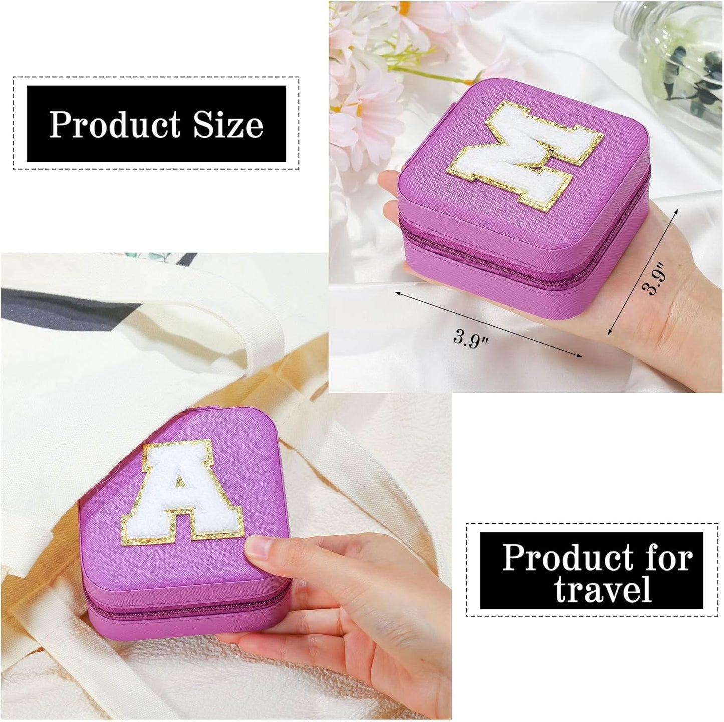 Parima Christmas Stocking Stuffers Gifts for Teenage Girls - Travel Jewelry Case for Girls Jewelry Box | Gifts for Friends Women Unique Gifts for Women | Friends Gifts - Letter J, Purple