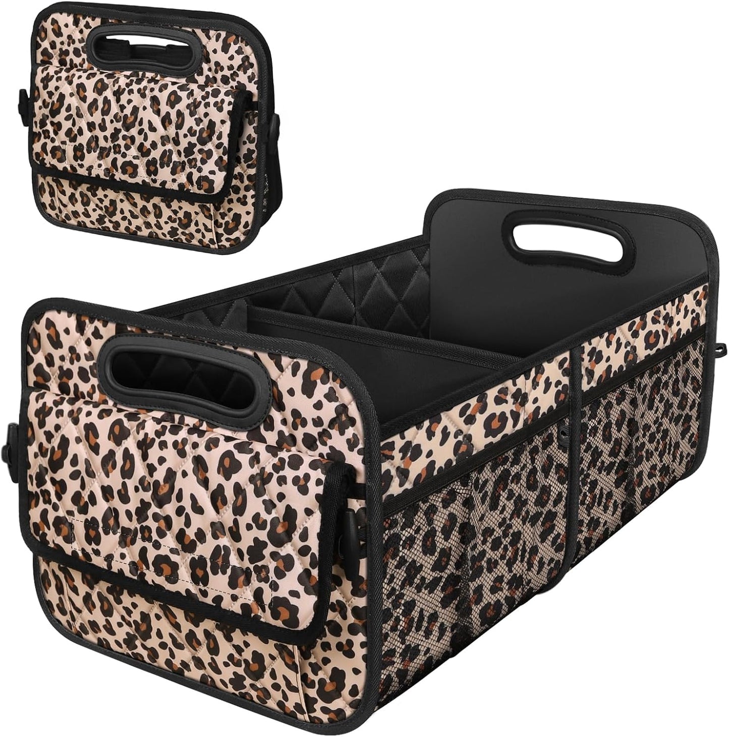 Deosk Trunk Organizer for SUV, Car Organizers and Storage with 6 Pocket, Car Accessories for Women/Men - Large, Leopard Print