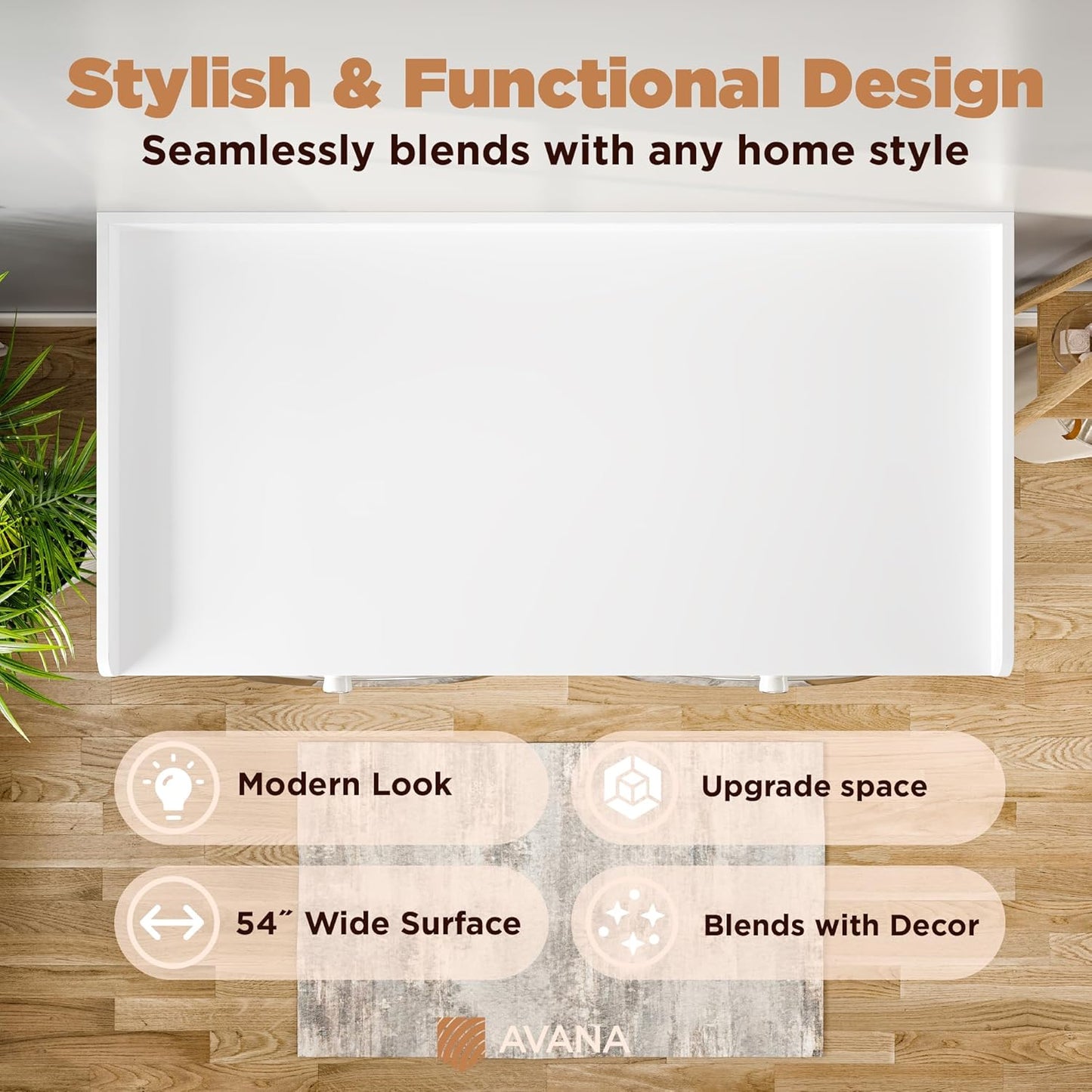 Avana (100% Natural Solid Wood Washer Dryer Countertop – White Pine Laundry Countertop with Raised Edges, 54” x 27.5” Counter Top for Washer and Dryer, Laundry Room Organizer & Tabletop