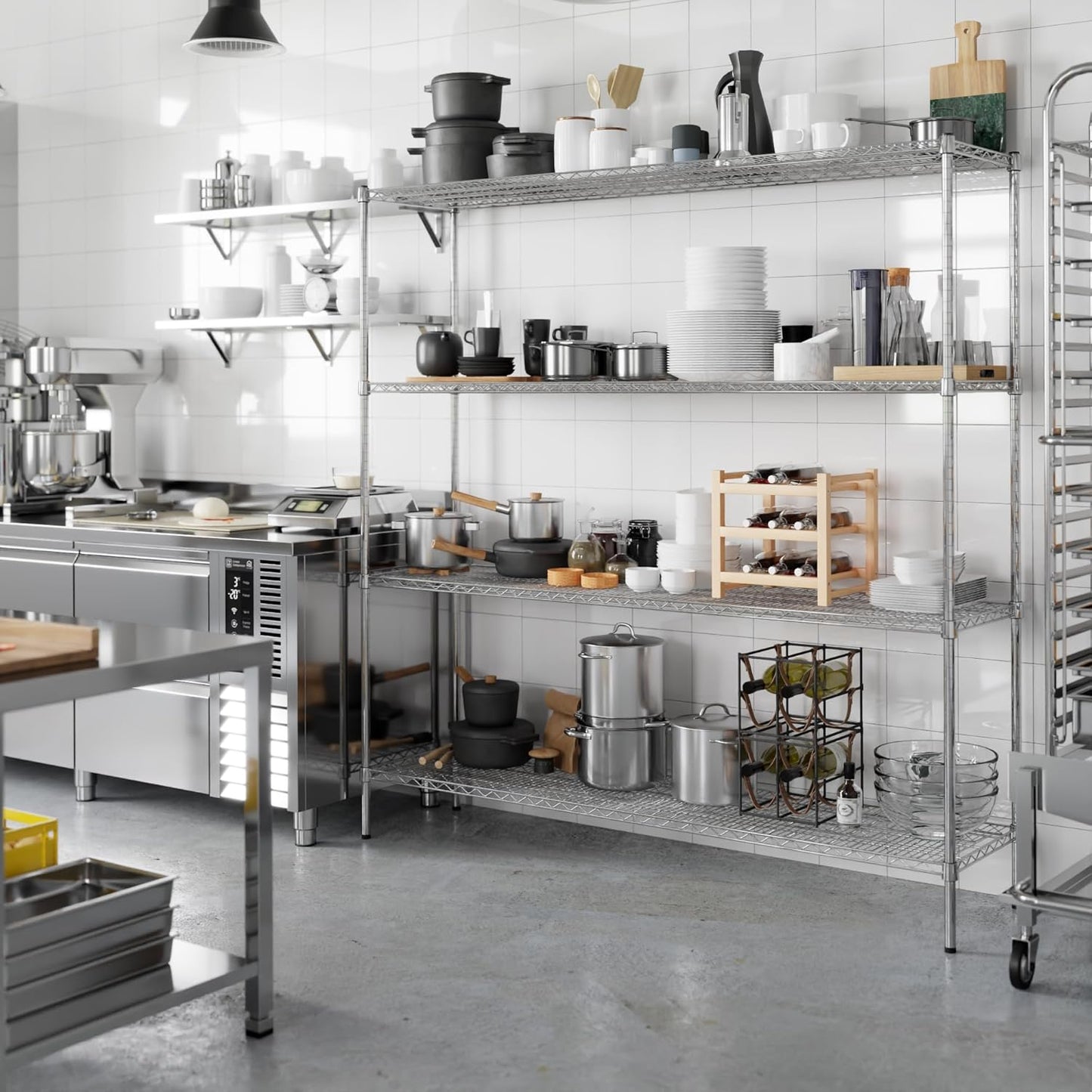 18" Deep x 72" Wide x 74" Height Wire Shelving Kit | 4-Tier | NSF Commercial Storage Rack Unit