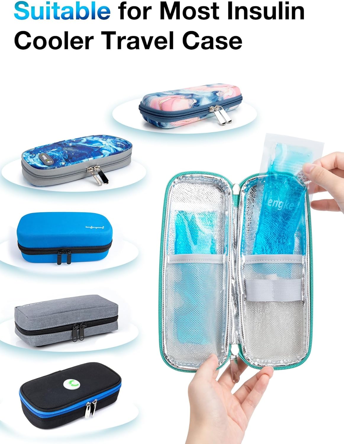 Leng Ke Ice Pack for Insulin Cooler Travel Case TSA Approved - Gel Ice Packs for Diabetic Travel Case and Travel Medicine Organizer,Small Ice Pack for Refrigerated Medicine Travel Case (2 Pack)
