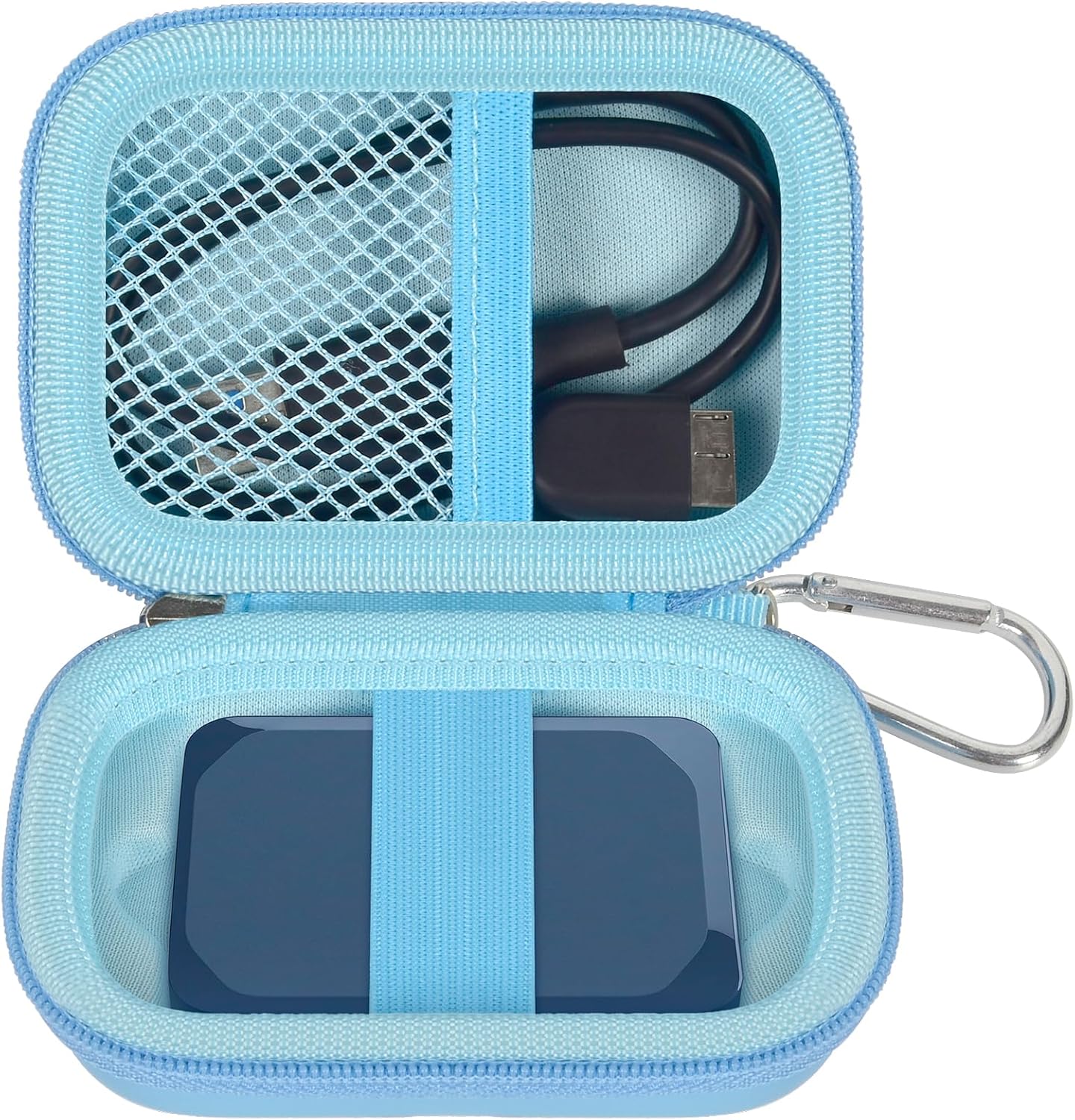 Carrying Case Compatible with Crucial X10/ X9 Pro 4TB/ 2TB/ 1TB Portable SSD, External Solid State Drive Hard Storage Holder Bag Fits for USB-C Cable (Box Only) (Blue)