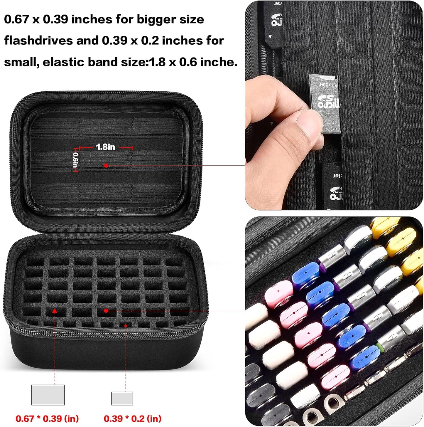 Comecase USB Flash Drive Case, Thumb Drive, Memory Card SD SDXC SDHC Card Holder Organizer, Electronic Accessories Storage Bag for SanDisk/SamData/Samsung/TOPESEL/PNY