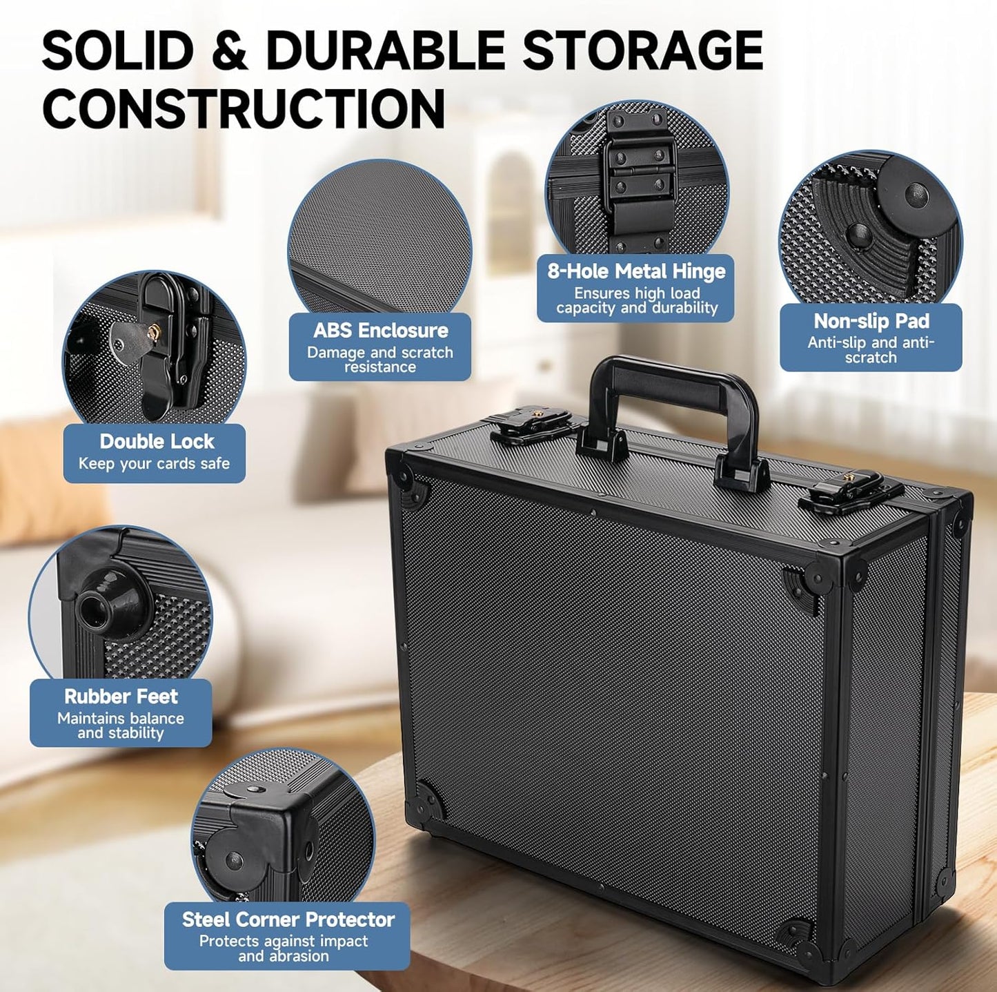 Trading Card Storage Box for 3" X 4" 35pt Toploaders 600+, Sturdy Secure Large Capacity Hard Case with 6 Foam Stoppers, Fits Toploader Magnetic Holders MTG Baseball Sports Card Storage Box Case
