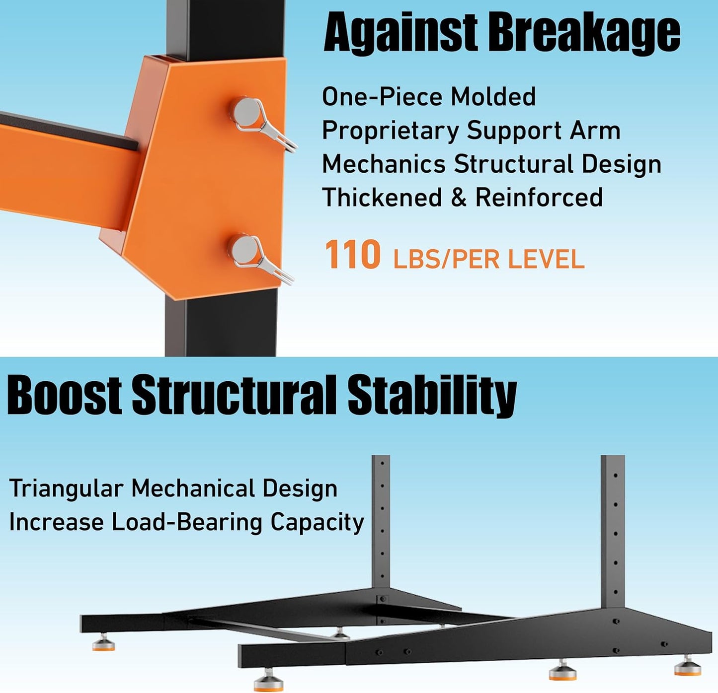 Kayak Storage Rack, Freestanding Outdoor Canoe Rack, Reinforced, Thickened, and Enhanced Rust Resistance, Holds 220 lbs, for Safe Garage and Outdoor Canoe Storage(2-Tier, Orange)