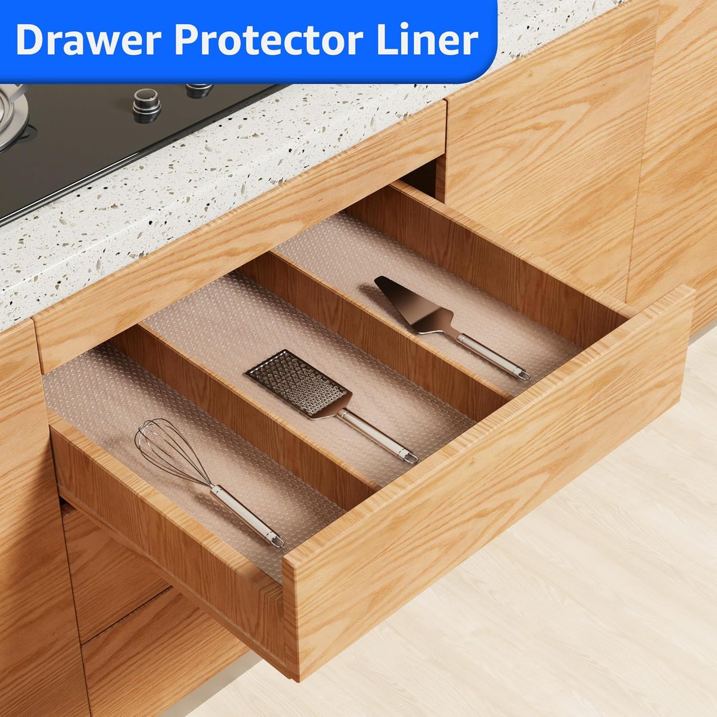 PABUSIOR Shelf Liner 10 inch Wide Clear: Transparent Easy to Cut Drawer Liners - Waterproof Kitchen Cabinet Liner 10 x 360 Inch