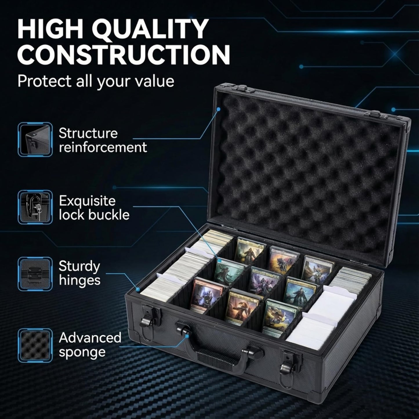 Premium Trading Card Storage Box Holds 3750 Cards with Adjustable Dividers and Durable Acid-Free Plastic, Ideal for MTG, TCG, Sports Cards