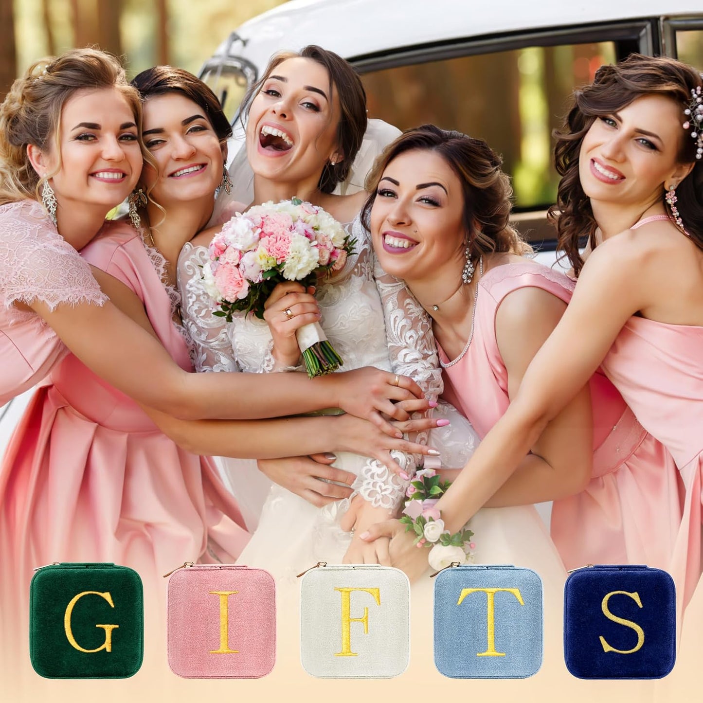 Parima Bridesmaid Gifts Wedding Day - Plush Velvet Bridesmaid Travel Jewelry Case Organizer Jewelry Box Bridal Shower Bride Maid Matron Of Honor Bachelorette Gifts Bride Gifts - Letter B, Green