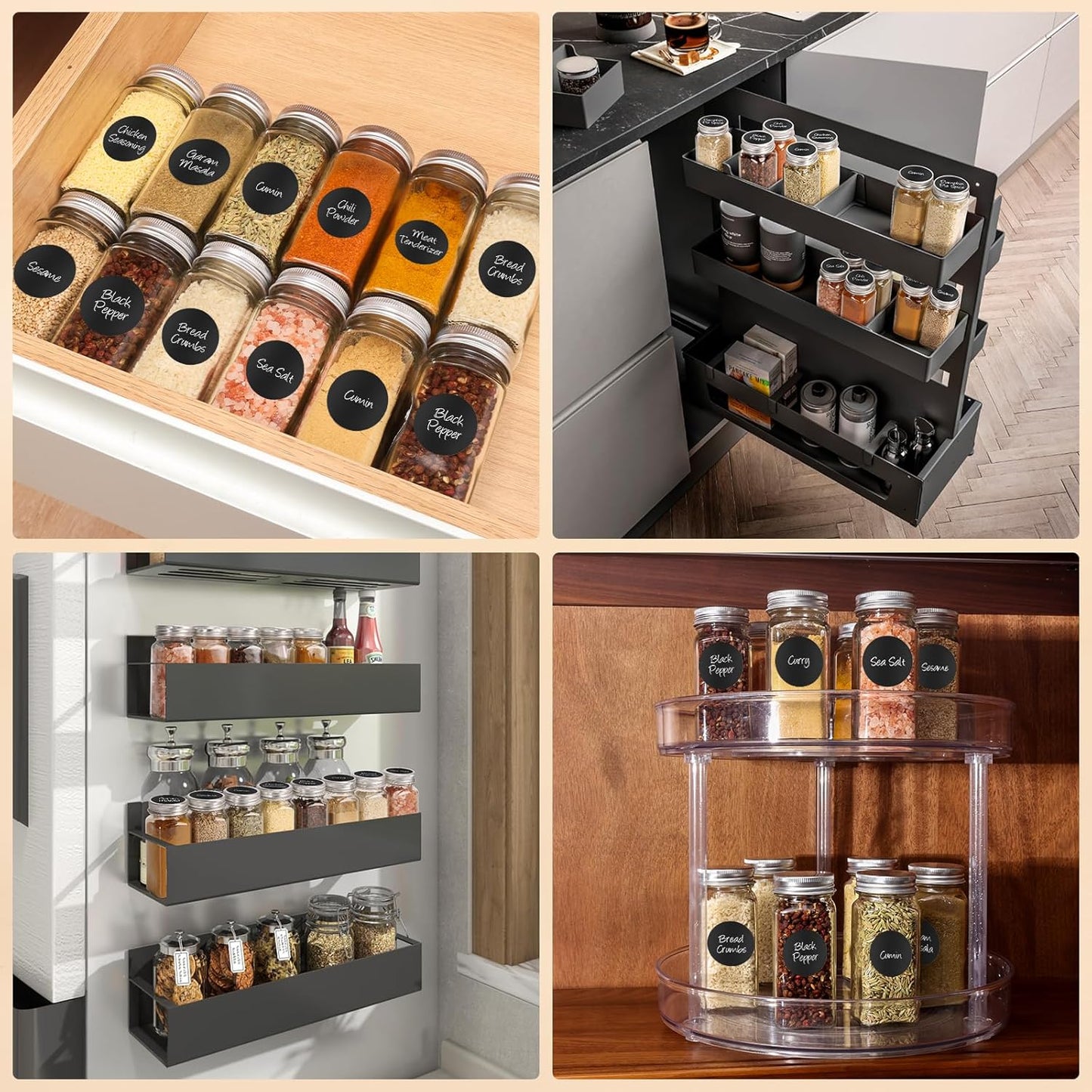 6Pcs Spice Jars with Label, 4oz Empty Square Seasoning Containers, Spice Jars with Shaker Lids, Small Spice Bottles for Salt, Herbs, Sugar, Pepper, Seasoning Jars for Spice Rack, Cabinet, or Drawer