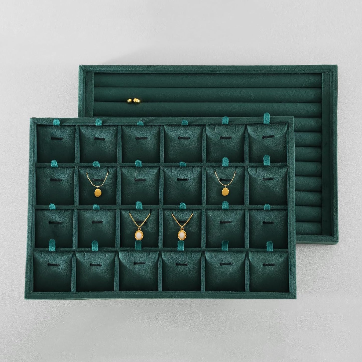 Necklace Display Tray, Velvet Jewelry Organizer, Premium Pendant Display,Luxury Earrings Organizer,Green Necklace Organizer