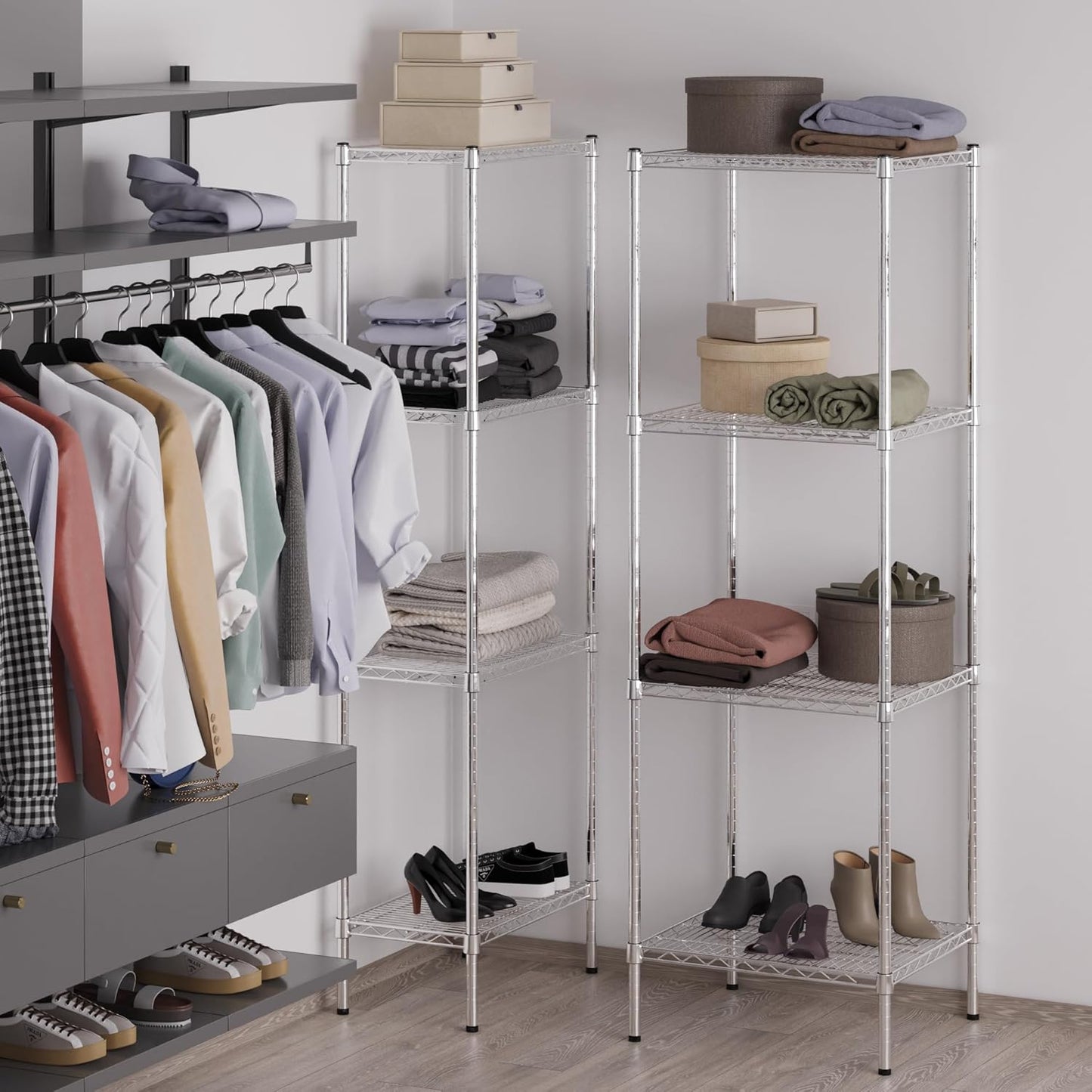 21" Deep x 24" Wide x 74" Height Wire Shelving Kit | 4-Tier | NSF Commercial Storage Rack Unit