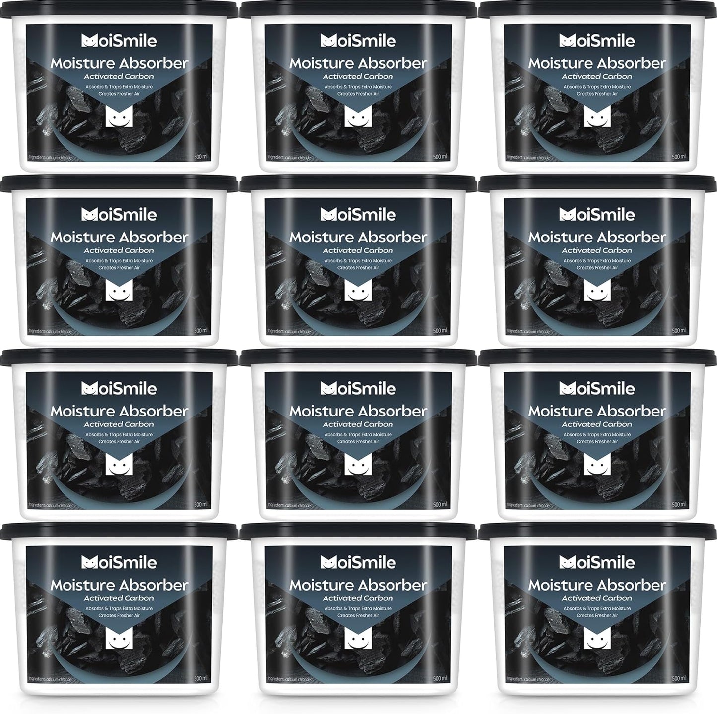 Moisture Absorbers 12 Pack, Activated Carbonfor Closet Dehumidifier Moisture Absorbers, 10.5 oz Refillable Humidity Absorber Boxes for Closet, Car ＆ Basement
