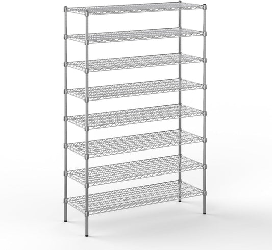 18" Deep x 48" Wide x 74" Height Wire Shelving Kit | 8-Tier | NSF Commercial Storage Rack Unit