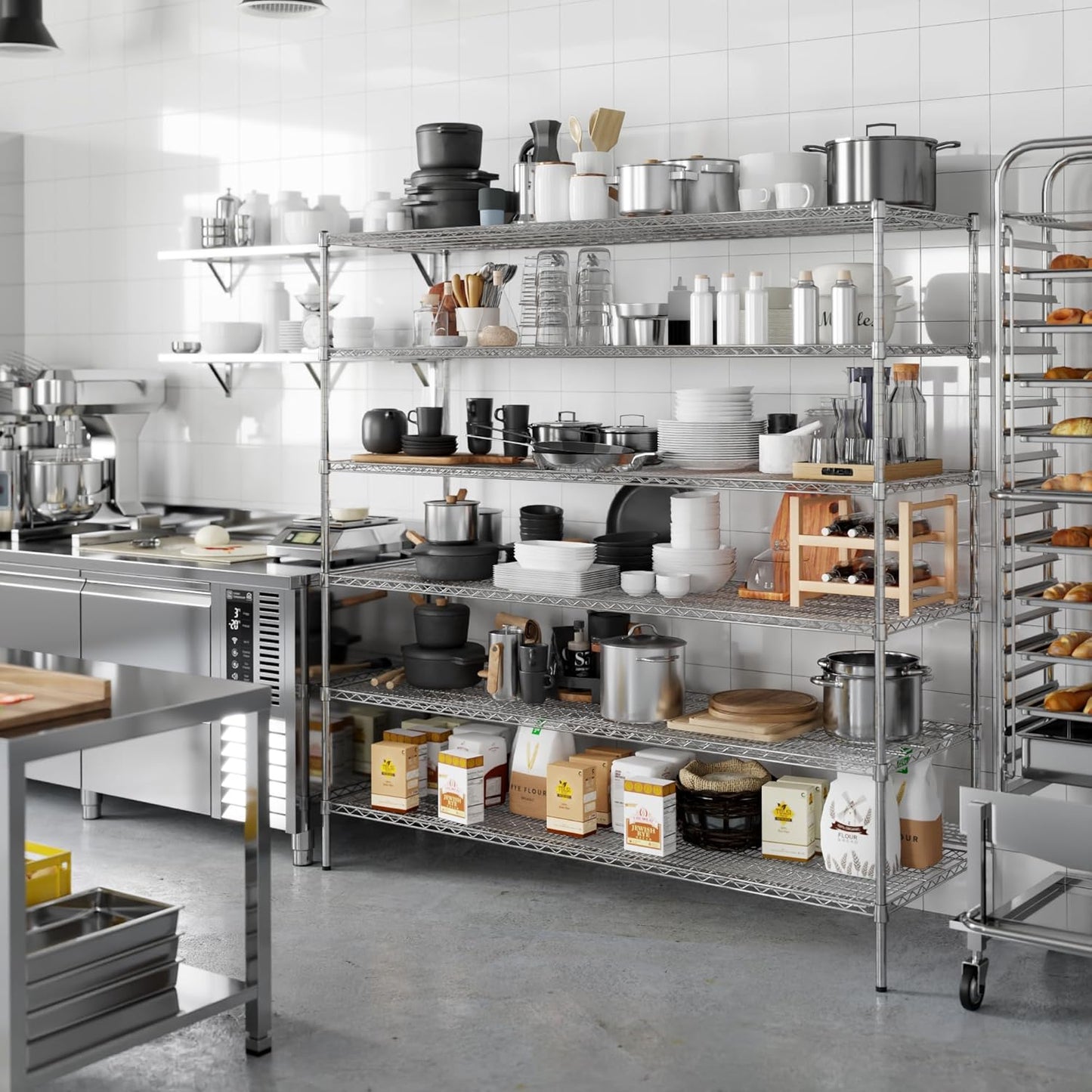 24" Deep x 72" Wide x 74" Height Wire Shelving Kit | 6-Tier | NSF Commercial Storage Rack Unit