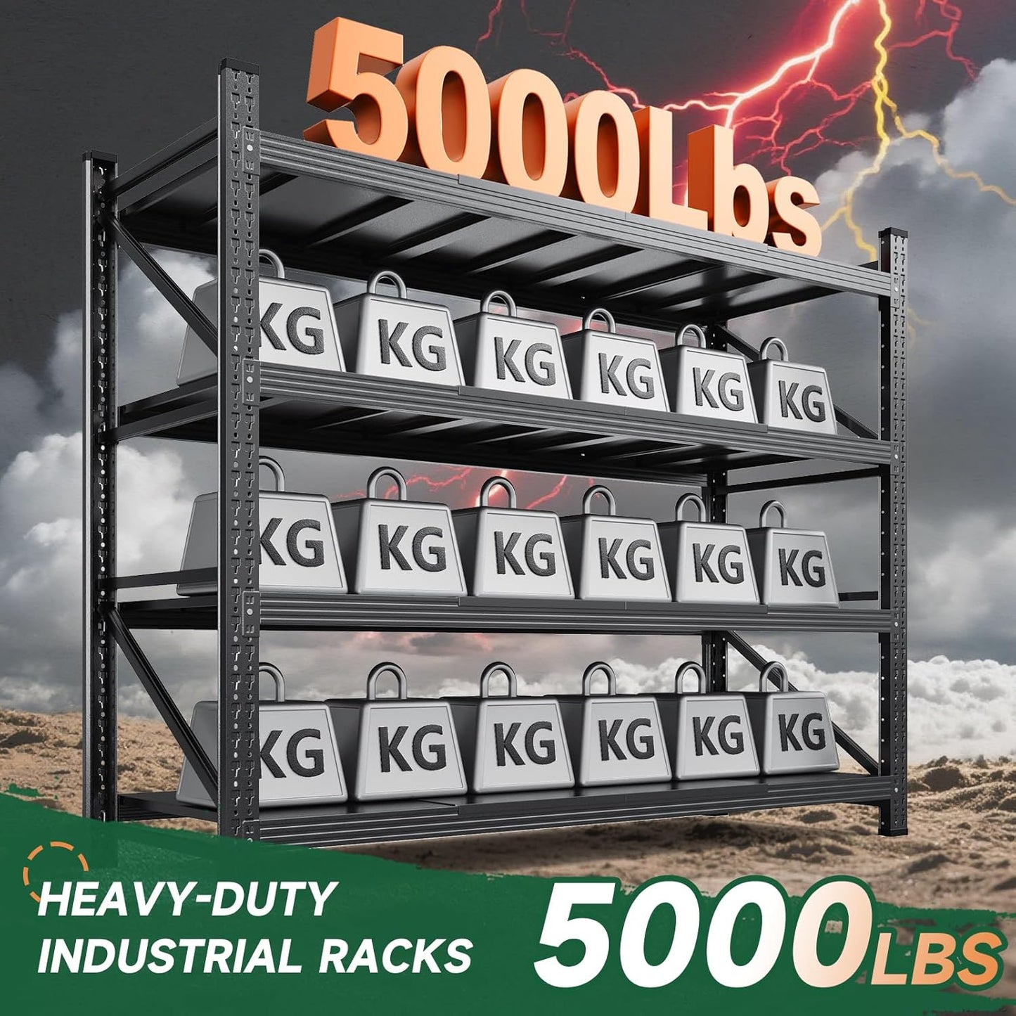 Letaya 71.3" W Metal Storage Shelves,5000LBS Heavy Duty Garage Shelving Units, 4 Tier Adjustable Utility Rack Shelf,Large Industrial Shelves,for Shop,Warehouse,Basement (71.3" W x 24" D x 70" H)