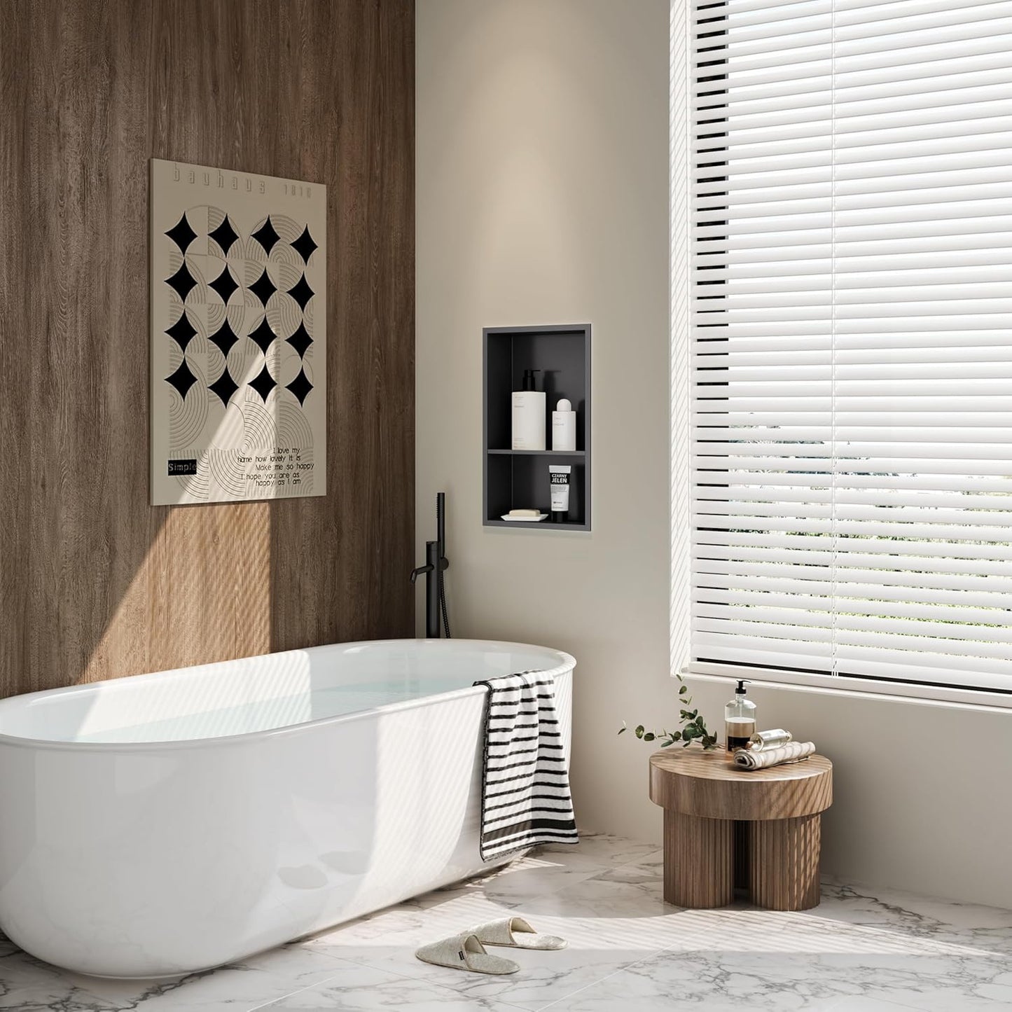 Stainless Steel Shower Niche 18" X 12", No Tile Needed Wall Niche Double Shelves, Recessed Niche Shower for Bathroom Storage, Gun Metal