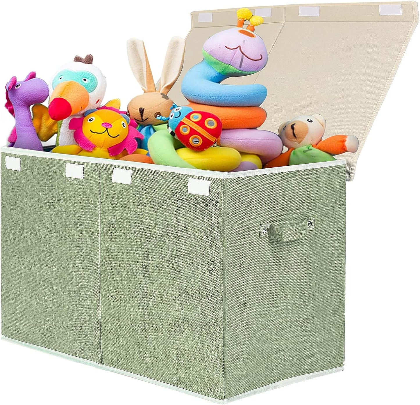 popoly Large Toy Box Chest with Lid, Collapsible Sturdy Toy Bin Storage Organizer Boxes Baskets for Kids, Boys, Girls, Nursery, Playroom, 25"x13" x16"