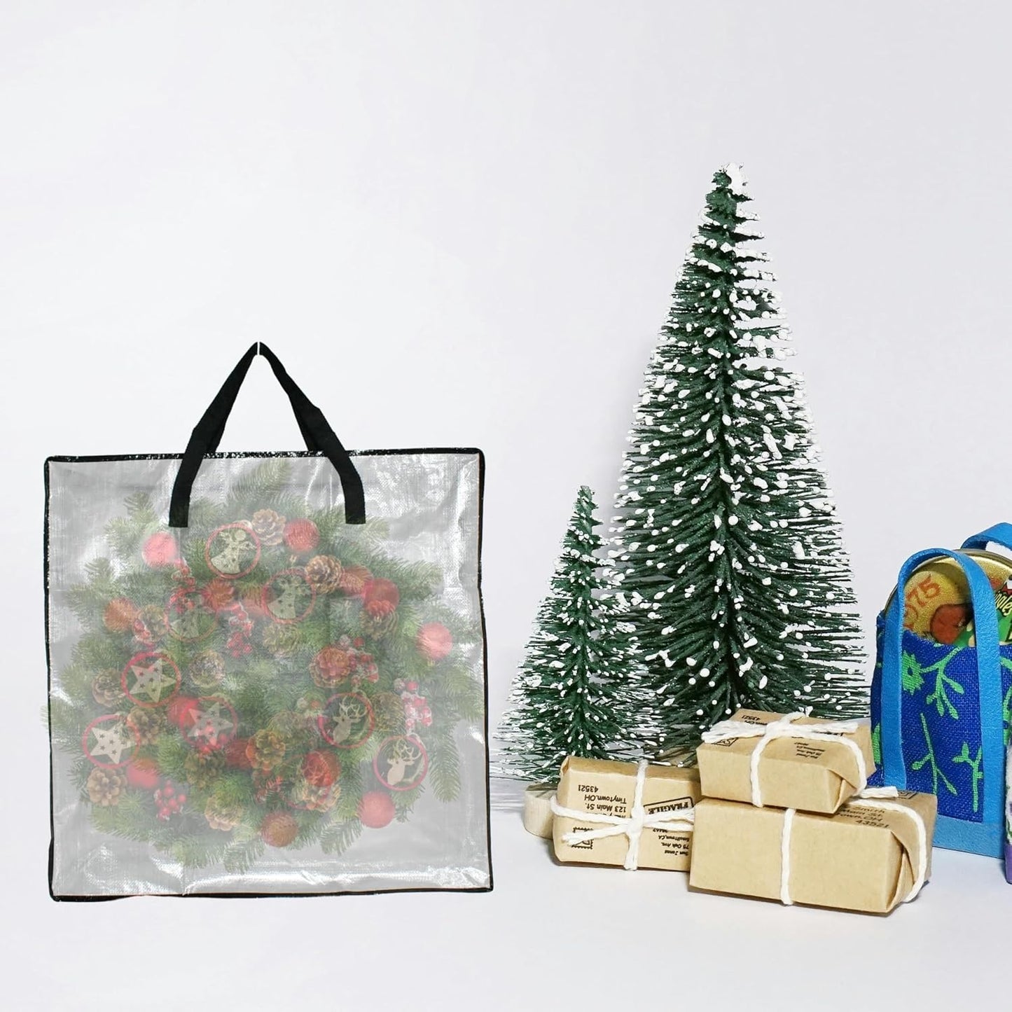 9 Pack Clear Storage Bags with Zipper and Handles, Blanket Bags For Closet Storage, Moving and Packing Supplies for College, Underbed Storage Organizer for Clothes Pillow Bedding Christmas Wreath