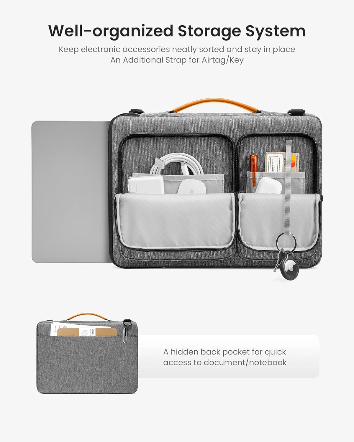 tomtoc Laptop Shoulder Bag for 2025 14 Inch MacBook Pro M5/M4/M3/M2/M1 Pro/Max 2025-2021, 13.5-14.4 Surface Laptop 7/6/Studio 2, Surface Book 3, 360 Protective Case Fit Asus VivoBook