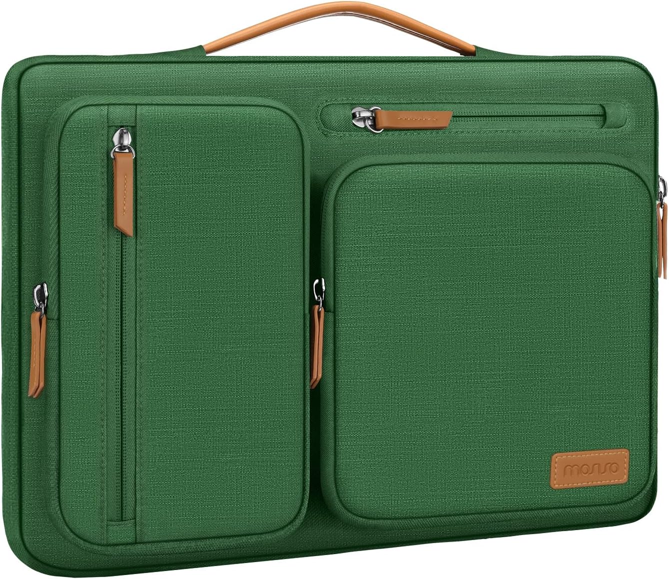 MOSISO 360 Protective Laptop Case 16 inch, 15-15.6 inch Laptop Sleeve Compatible with MacBook Pro 16, HP, Acer, Dell, Lenovo, ASUS, Side Open Carrying Case with 4 Zipper Pockets&Handle, Jungle Green