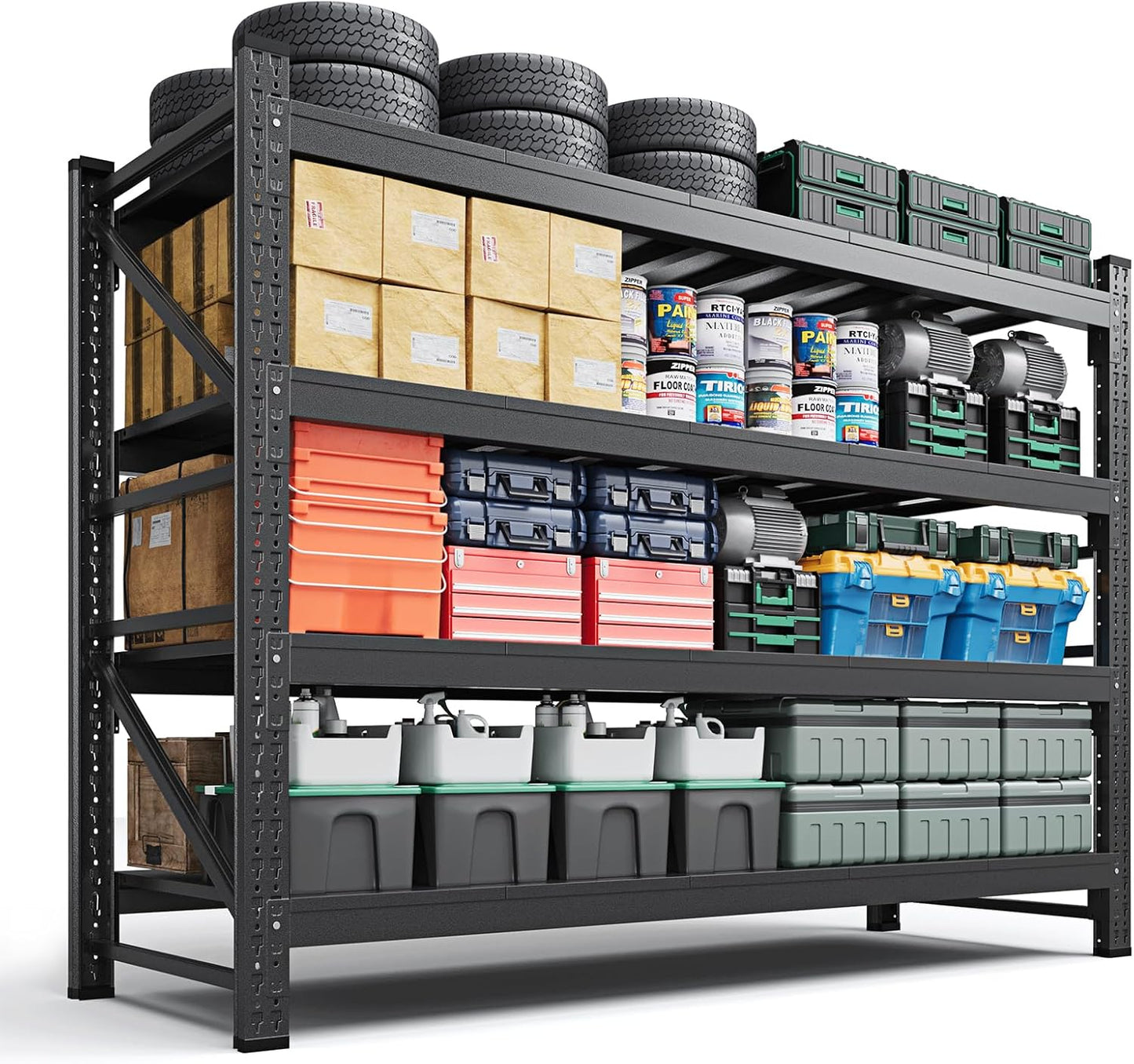 Letaya 4000LBS Storage Shelves Heavy Duty,60" W Garage Shelving Units, 4 Tier Adjustable Utility Rack Shelf,Large Metal Industrial Shelves,for Shop,Warehouse,Basement (60" W x 24" D x 70" H)