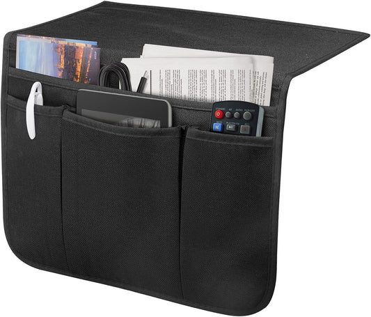 Bedside Caddy Bedside Storage Organizer Magazine Phone Tablet iPad Remote Holder, Organizer Caddy for Home College Dorm Bed, Sofa, Bunk Bed (Black)