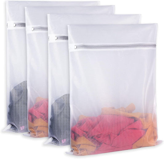 Mesh Laundry Bags,Laundry Bags Mesh Wash Bag for Washing Machine-Supper Zipper Net Laundry Bag,Lingerie,Sweater,Garment,Undergarment Large Size(16 x20 inch),Pack of 4