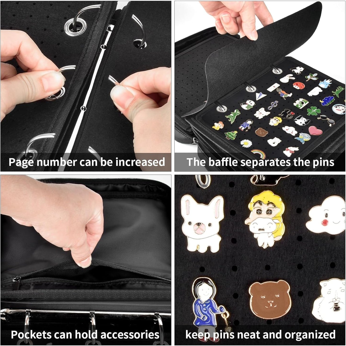Fireproof Pin Display Book for Collectors, 6 Pages Enamel Pin Display Case, Travel Pin Trading Book, Pin Holder Board Storage for Sports Pins, Memorial Pins, Brooches, Badges, Accessories (Bag Only)