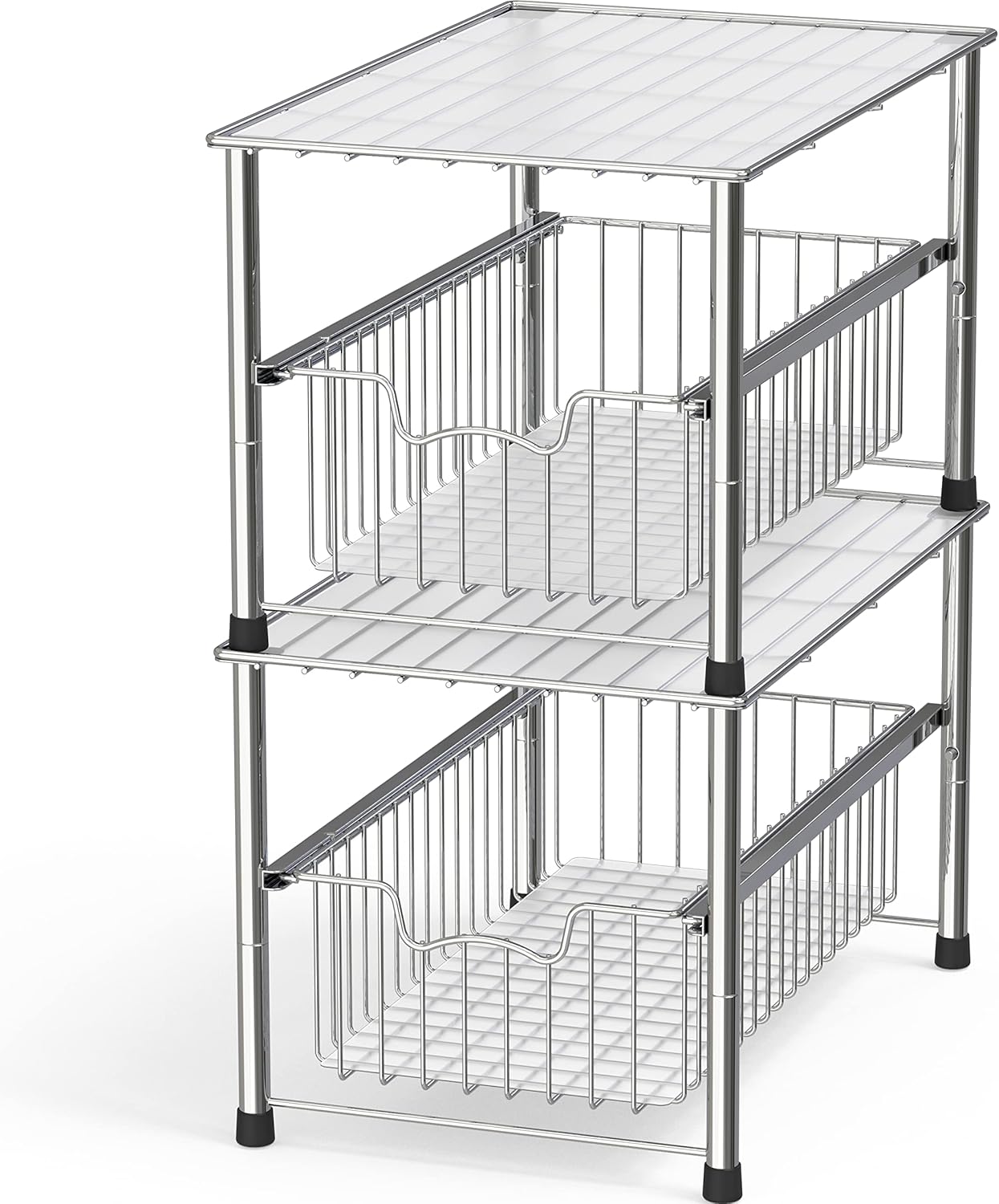 Simple Houseware Chrome Metal Stackable Storage Rack, 16.75 in L x 10.8 in W x 10.25 in H