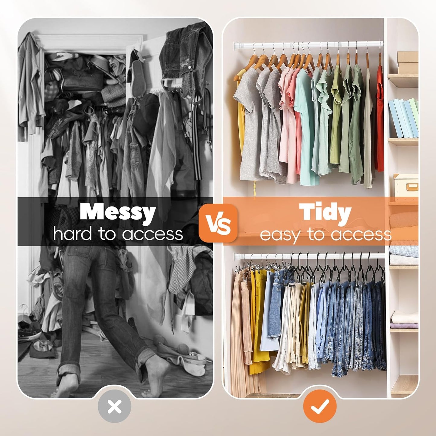 Closet Rod 30-63 Inches, Adjustable Heavy Duty Metal White Closet Rods for Hanging Clothes 1.3 Inches Diameter for Wardrobes Laundry