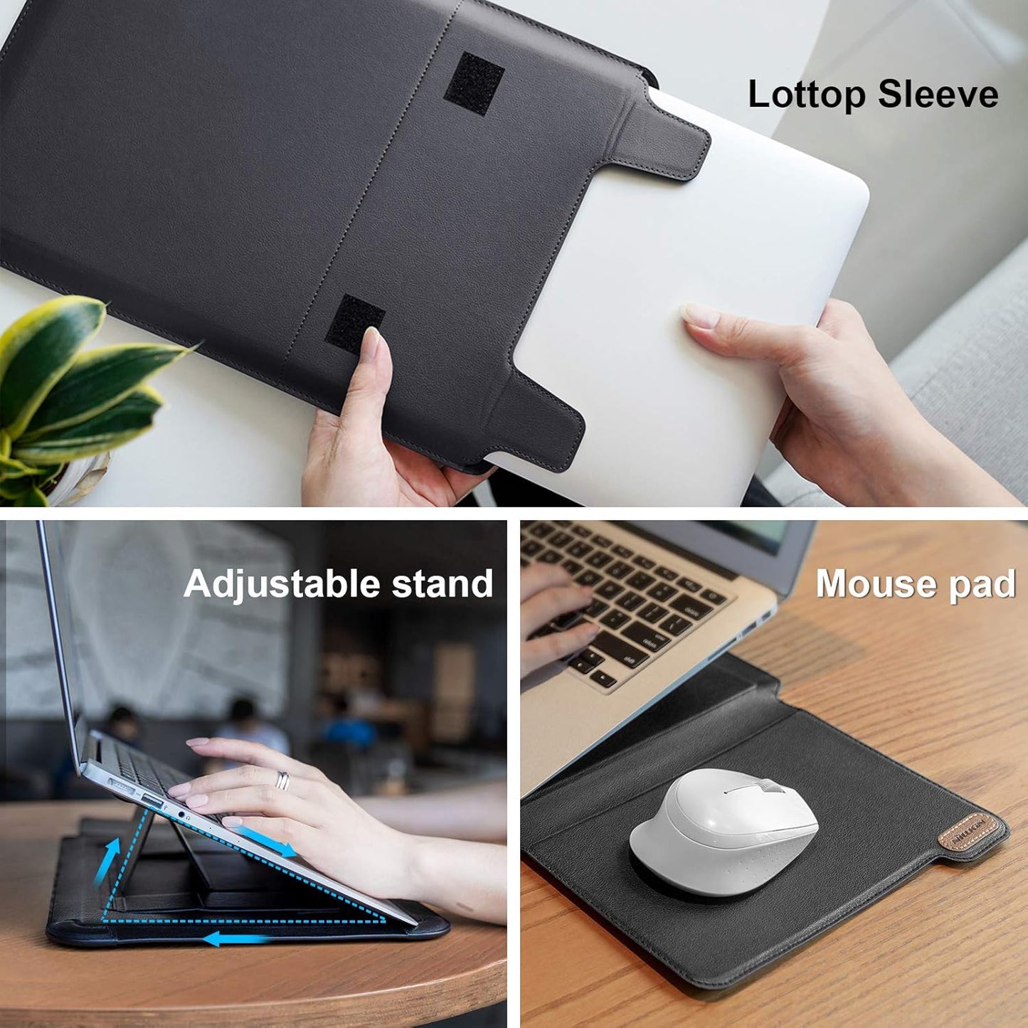 Nillkin Laptop Sleeve 15.6 inch, MacBook Sleeve with Adjustable Stand & Mouse Pad, 2 Stand Modes, 15 inch Laptop Case, Slim MacBook Accessories for Samsung/Surface/Chromebook/HP 13-15.6 inch, Black