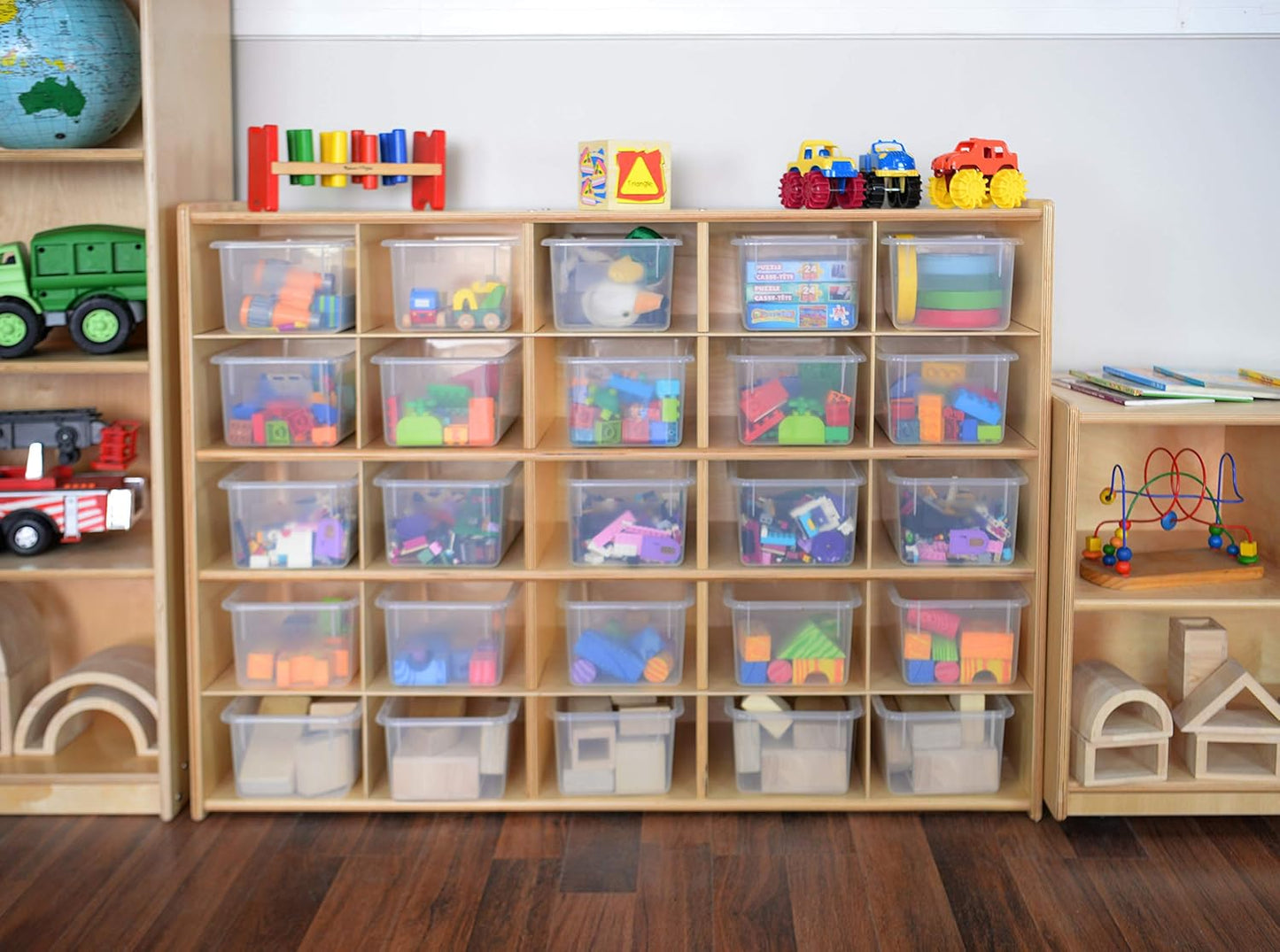 Contender 25 Tray Storage with Assorted Pastel Trays, Kids Cube Locker Shelving Unit for Home, Office, Kindergarten, Playroom [Greengaurd Gold Certified]