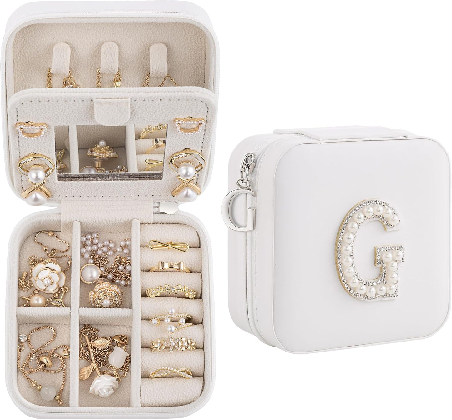 Birthday Gifts For Women, Initial Jewelry Box, Travel Jewelry Case, Gifts for Wife Girlfriend, Small Travel Jewelry Organizer, Gift for Girls, Graduation Gifts for Her, Bridesmaid Gifts